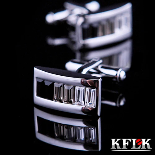 

2019 KFLK Luxury HOT NEW shirt cufflink mens gift Brand cuff button Gradient Crystal cuff link High Quality abotoadura Jewelry