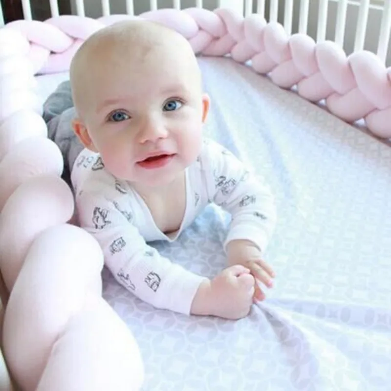 100/200 см детская кровать бампер чистый цвет ткачество плюшевая детская защита для кроватки для новорожденных украшение детской комнаты