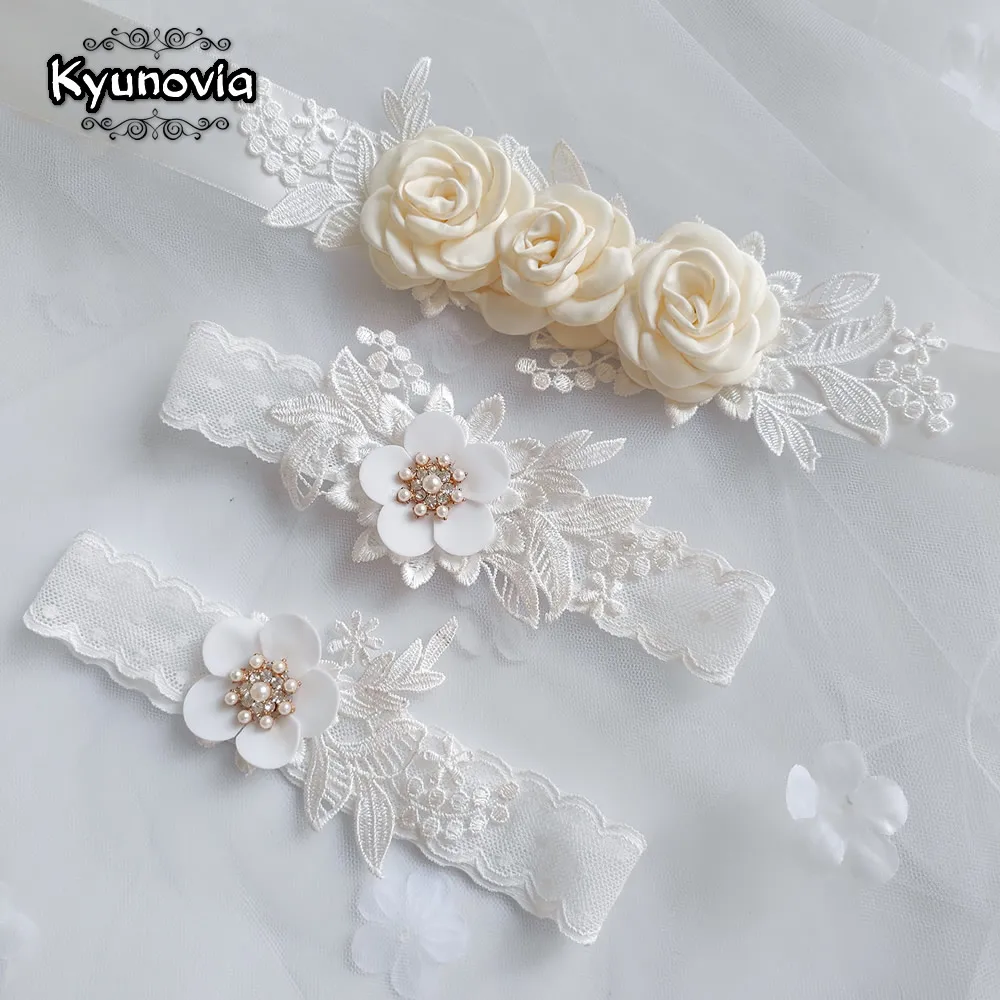 

Kyunovia Sexy Women Girls Princess Appliques Lace Garter Belt Leg Ring Bridal Dress Accessories Flower Belt Sash WeddingBelt D93