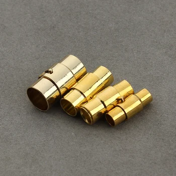 

10pcs/lot fitting 4/5/6/8mm round leather cord gold Magnetic Clasp End Caps Brass F809