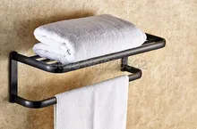 NEW Black Oil Rubbed Bronze Wall Mounted Bathroom Towel Rail Holder Storage Rack Shelf Bar lba199