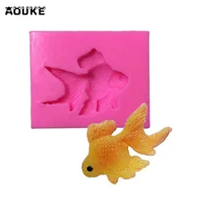 3D Goldfish Fondan Kek Sıvı silikon kalıp Pasta Bisküvi Jello Puding Çikolata Kalıp Buz Küpü Sabun Kalıpları DIY Pişirme Araçları