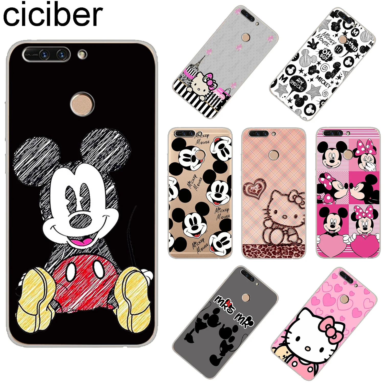 

ciciber For Huawei Honor 7A 8X C Pro Soft Silicone TPU Phone Case For Honor 10 9 Lite Play V10 V9 Mickey Mouse Coque Fundas Capa