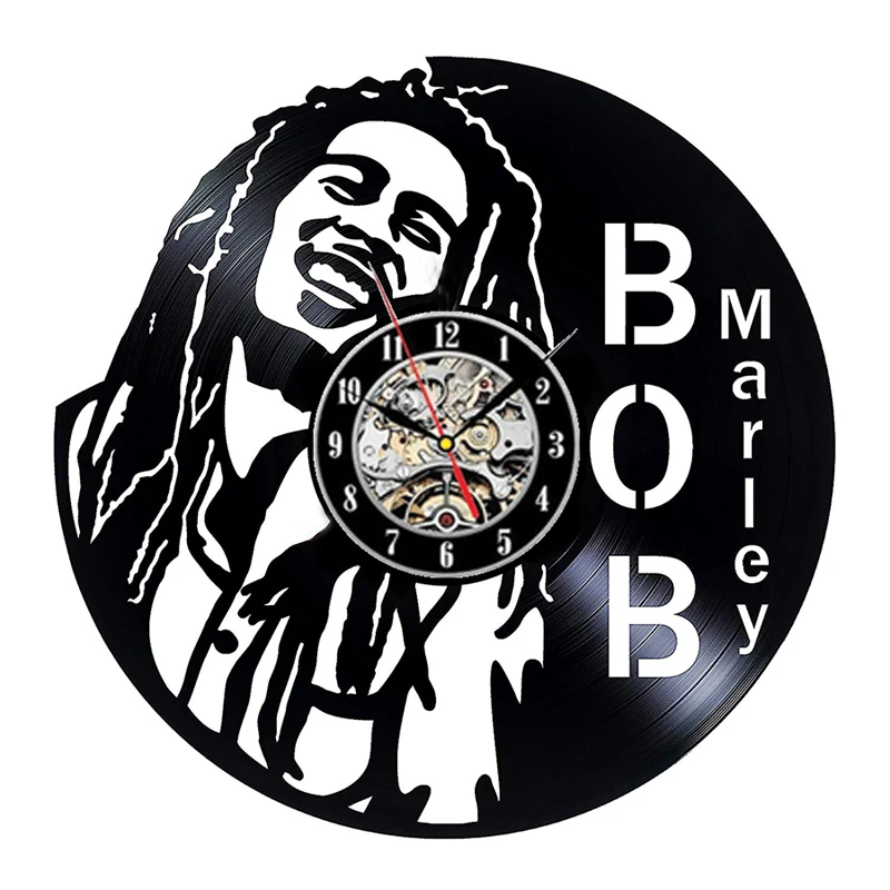Bob Marley 3D настенные часы современный дизайн для гостиной классический винтажный виниловый рекорд часы настенные часы искусство украшение дома 12 дюймов