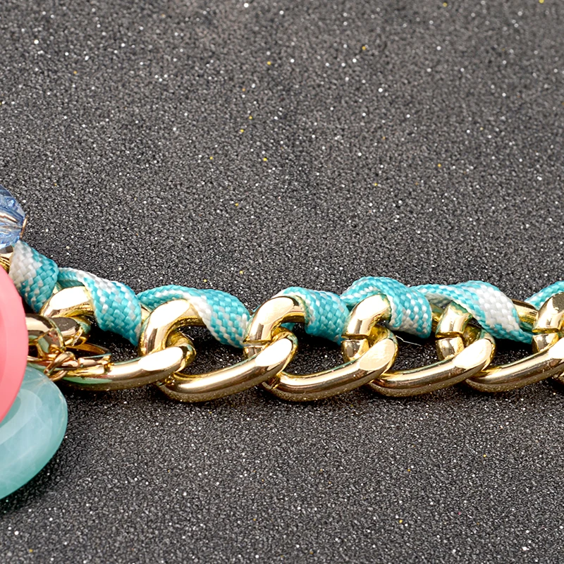 UDDEIN, крупное Брендовое ожерелье, разноцветные с розами, колье с цветами, ручная работа, плетение, чокер с двойной цепочкой, ожерелье макси