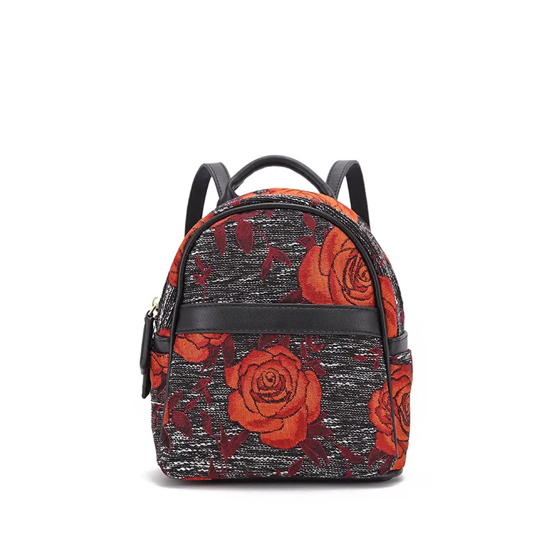 

Fashion Casual Flower Printing Mini Backpack Women Canvas Waterproof Book Bag Schoolbag Travel Small Bagpack for Teenage Lady