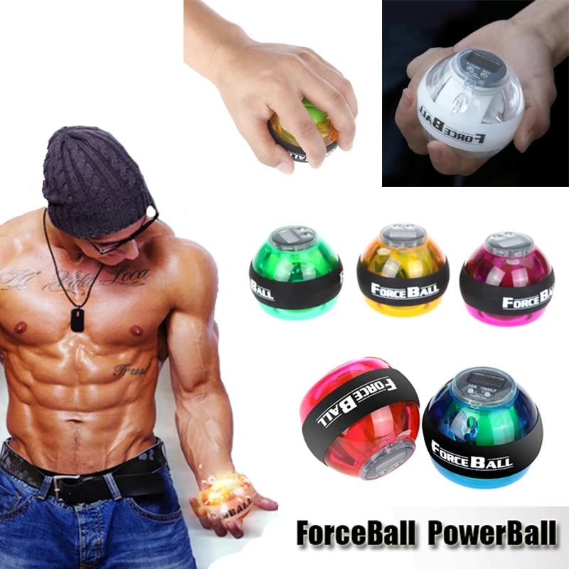 New 6 Colors Gyroscope PowerBall Gyro Power Ball Wrist Arm Exercise Strengthener LED digital Force Ball