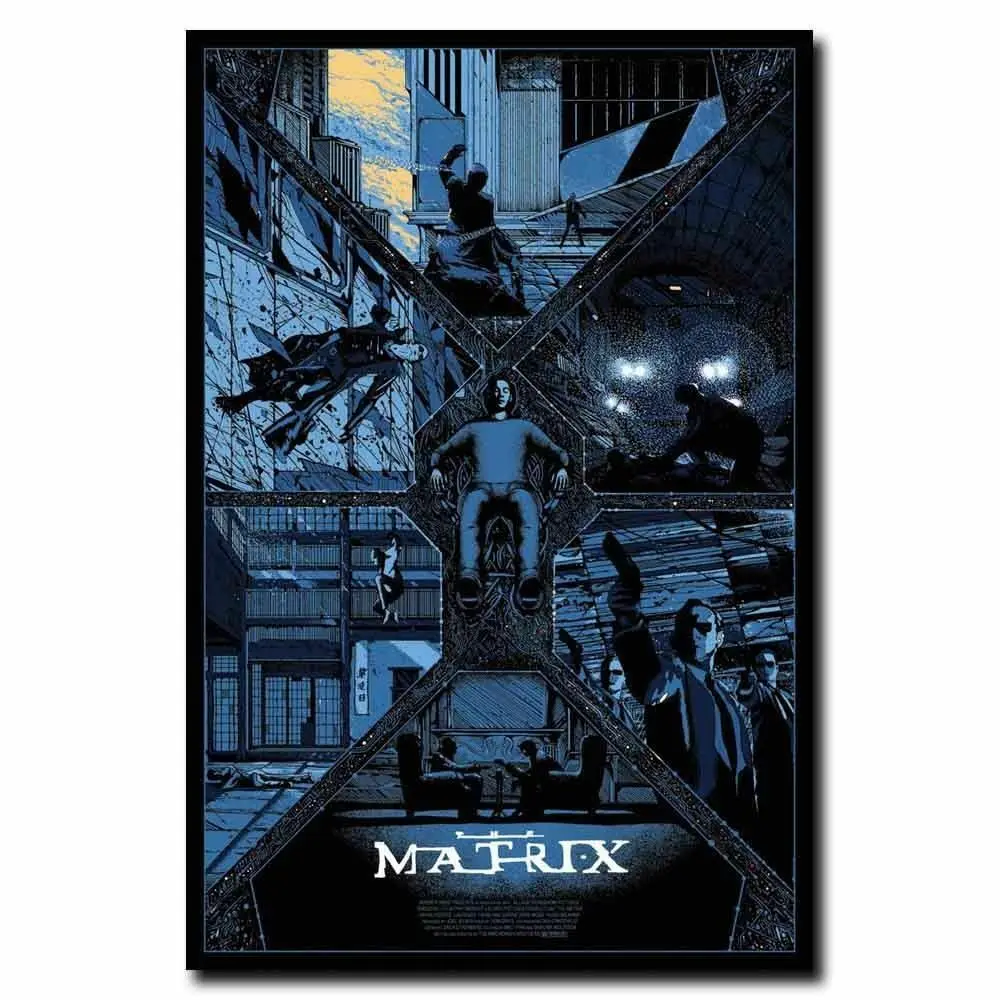 

Q1841 Posters and Prints Hot The Matrix Fight Classic Movie Retro Film Art Poster Canvas Painting Home Decor