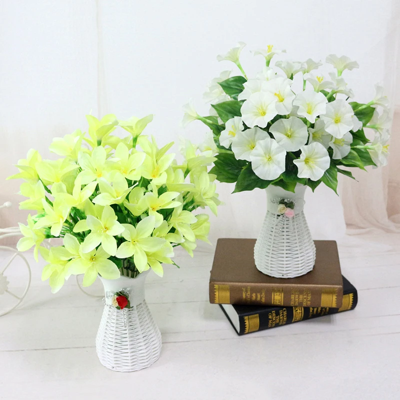 quality  plastic vase + silk flowers artificial flower set home flowers decoration artificial wedding decor Free Shipping (3)