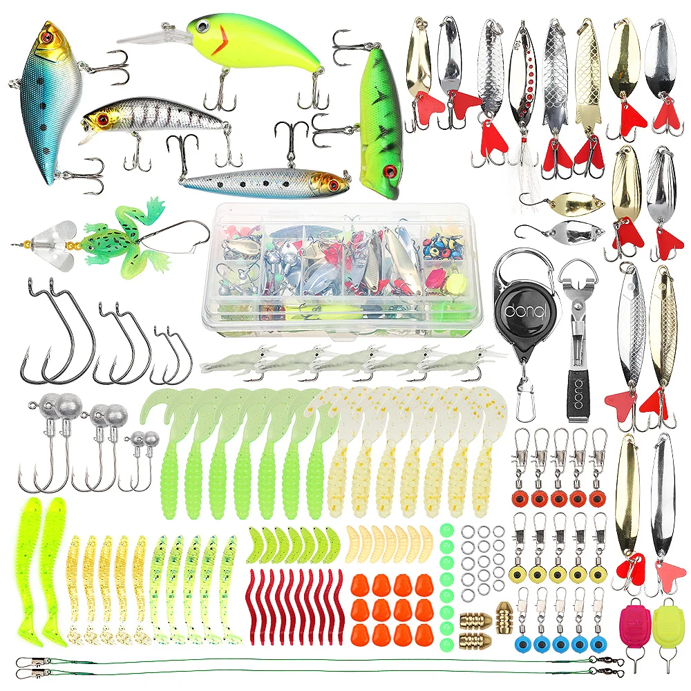 

DONQL Mixed Fishing Lure Set Minnow Spoon Soft Fishing Baits Kit With Box Artificial Bait Gear Pesca Fishing Tackle Set