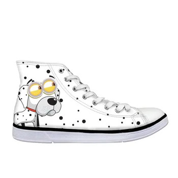 

Fashion Men Vulcanize Shoes Animals Dog Pattern Shoes Men's High-top Sneakers Walking Black Polka Dot Flats Male Shoe