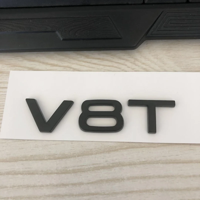 V6T V8T V10 V12 W12 для Audi TT RS7 SQ5 A8L с изображением букв и цифр эмблема глянцевый чёрный для автомобильного стайлинга крыло магистральному Знак логотипа Стикеры - Название цвета: V8T matte black
