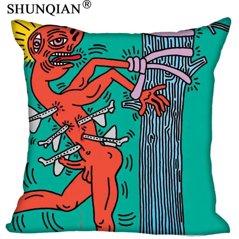 Customized Pillow Cover Keith Haring Decorative Pillowcase Square Zipper Pillow Cover 20X20cm 35X35cm 40x40cm - Цвет: 3