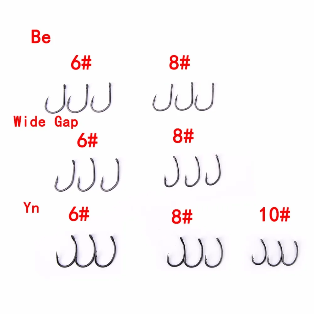10Pcs Wide Gap/Be/Yn Hook Jig Fishing Hooks Black HIgh Carbon Steel Fishhook