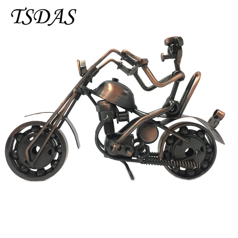 

Handmade Bronze & Black Color Metal Motorcycle Model Toys Home Decoration Iron Motor Model Craft Birthday Gift