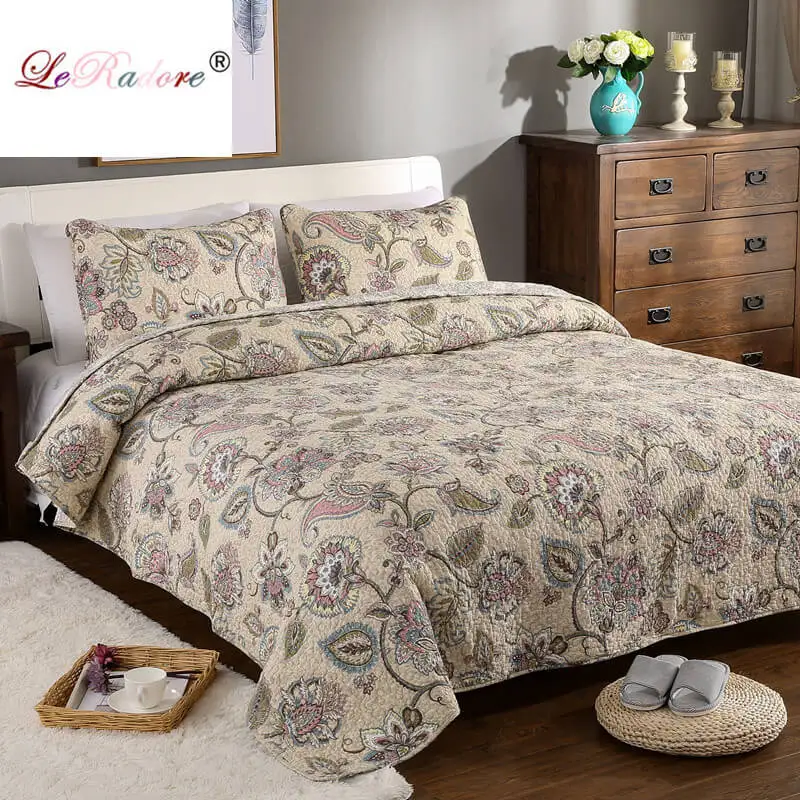 LeRadore Quilted Quilt Thick bedspread Set 230x250cm Pillowcases