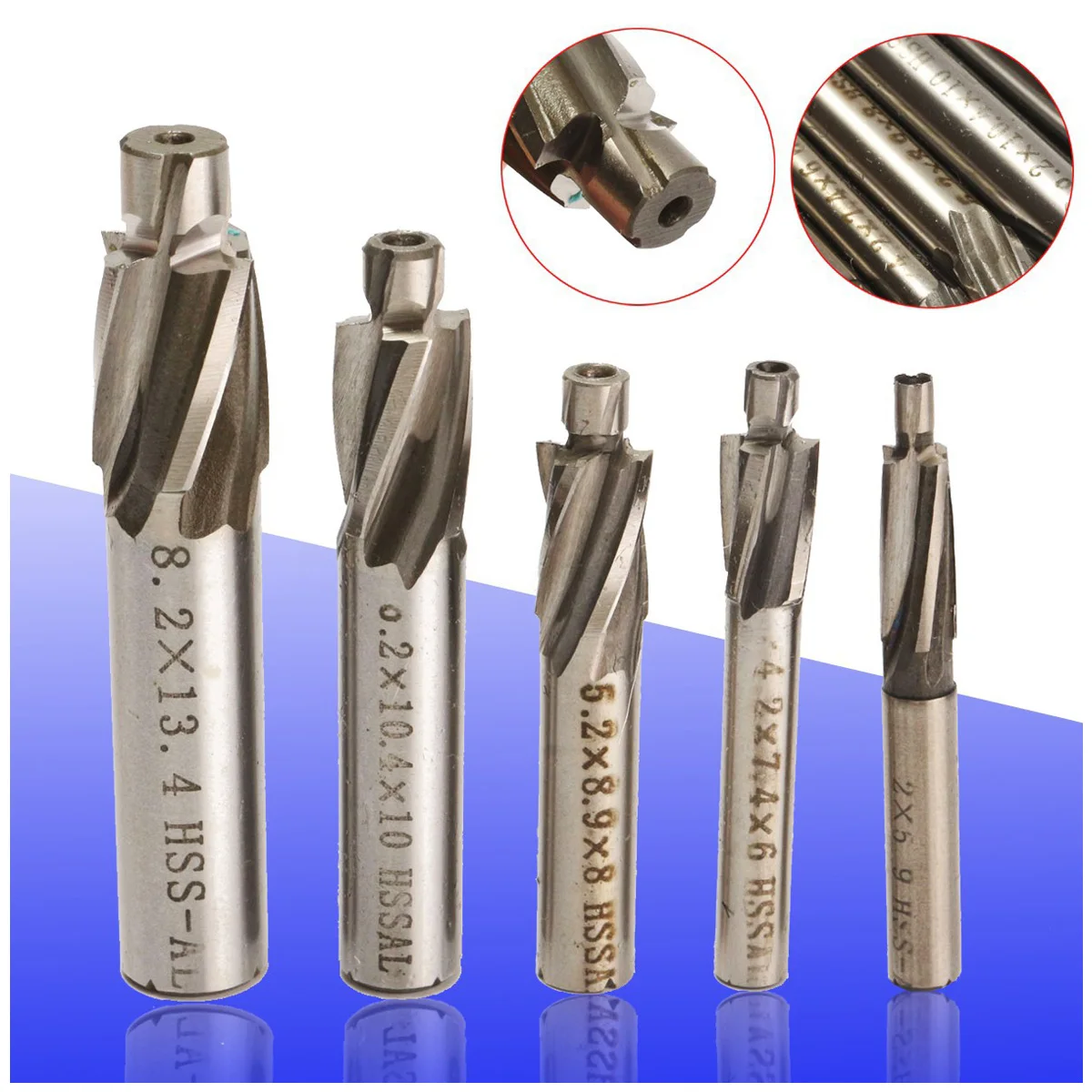 SWT 5pcs Countersink End Milling Flute HSS Cutter Pilot Slot Drill Bit