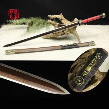 

Handmade Antique Chinese Sword Han Jian Folded Steel For Home Fungshui Decoration Ornaments-Double Handed Han Jian