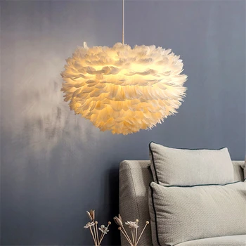 

Nordic Nature Goose Feather LED Chandelier Romantic Pendant Lamps Home Lighting Restaurant Bedroom Living Room Kitchen Fixtures