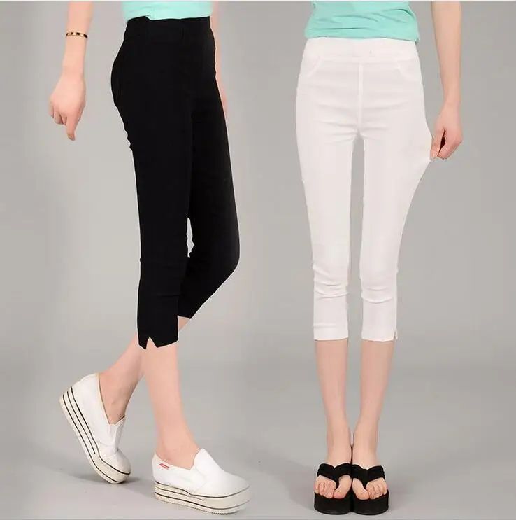 Plus Size Colored Jeggings Promotion-Shop For Promotional Plus S-XXXXL Plus Size Women Leggings 2016 Summer Stretch Slim Seven Points Leggings Solid Color Casual Pants Leggins Jeggings BH849 - Plus Size Colored Jeggings Promotion-Shop For Promotional Plus