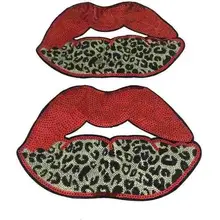 DDNew поступление большой Леопардовый принт губы заплатка для одежды Железный На вышивка с блестками сделай сам украшение рот блестками аппликация 2 шт./партия