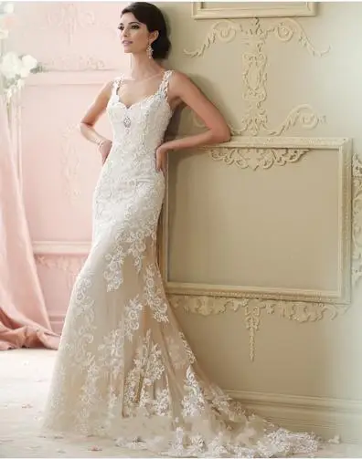 vestido de noiva renda 2015 del cordón del vintage backless vestidos