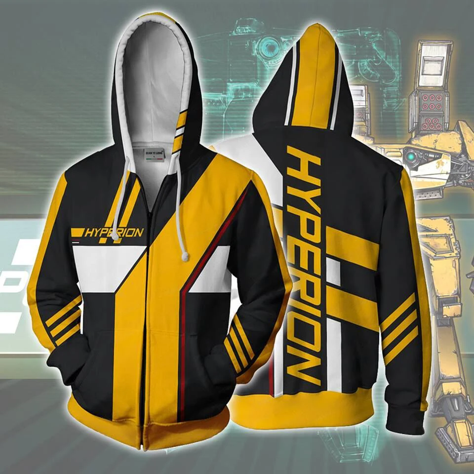 

2019 Autumn Winter 3D Print Borderlands Hyperion Sweatshirts Men And woman Hoodies Fashion Cosplay Zipper hooded Jacket clothing