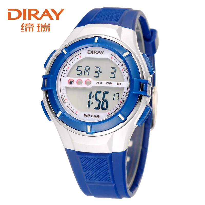 Montre enfant 2018 DIRAY дети цифровые часы синий силиконовый Spor часы Дети Водонепроницаемый светодиодный часы студенты часы час подарок