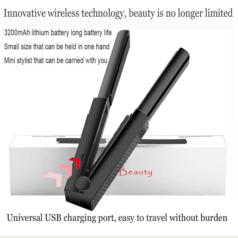 

USB Rechargeable Cordless Portable Mini Lipstick Hair Straightener Professional Salon Hair Styling Tools For Home Usage