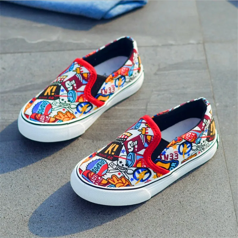 

New Canvas Kids Shoes Sport Boys Printing Pattern Shoes Children Sneakers for Girls Denim Casual Child Shoes Flat Canvas Sneaker