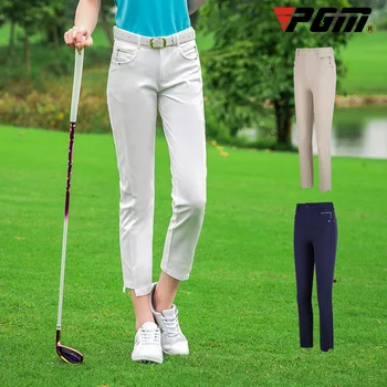 

Pgm Women Ankle Length Golf Pants Highly-Elastic Breathable Trousers Ladies Mid-waist Slim Golf Tennis Pants D0780