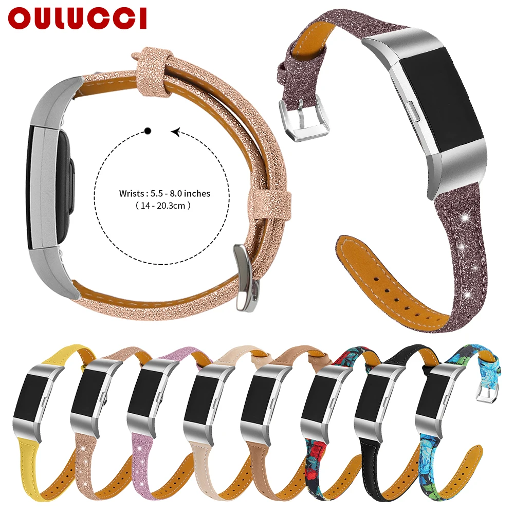 

Oulucci Watch Accessories for leather Bracelet Strap replacement fitbit charge 2 band wristband for men/women fit bit watch band