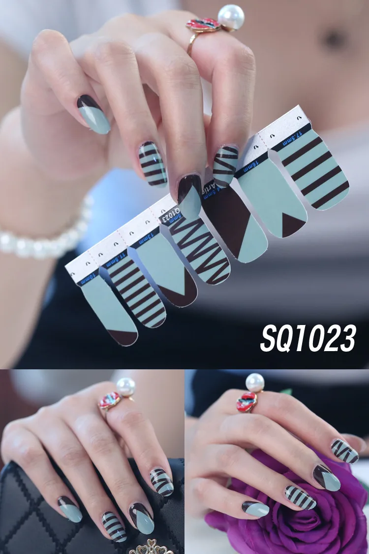 14 насадок/листов для дизайна ногтей, полное покрытие, самоклеющиеся наклейки для ногтей, фольга, Переводные накладки, 3D, водонепроницаемые, маникюр-наклейки для ногтей