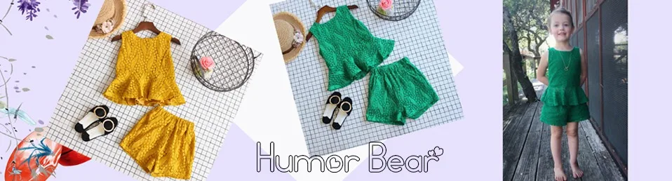 Humor Bear/комплект одежды для девочек; Новинка года; одежда для маленьких девочек; топы для маленьких девочек+ штаны; костюм для девочек; детская одежда; одежда для малышей