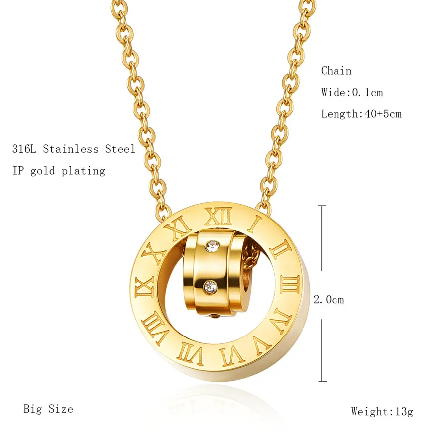 Martick, европейский бренд, золотой цвет, кристалл, подвеска, ожерелье, звено, цепь, круглая, двойная петля, римские цифры, Женские Ювелирные изделия G4