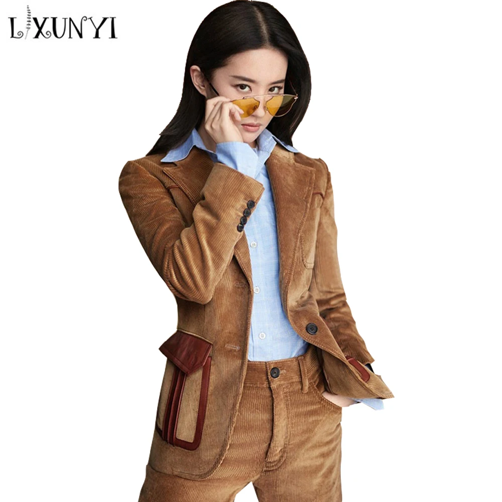 womens corduroy trouser suit