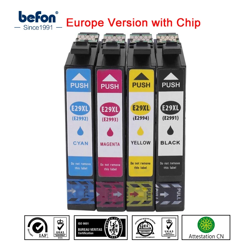 Befon совместимый картридж замена для Epson T29XL 29XL T2991 T2992 T2993 T2994 2991 2992 XP-235 XP332 |