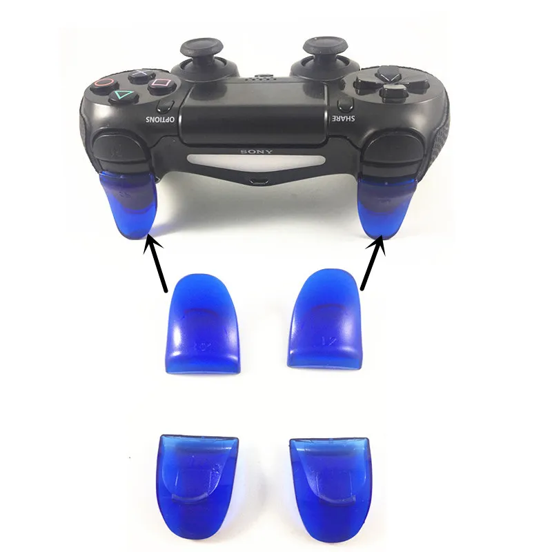 Blue 4pcs 2 Pairs R2 L2 Trigger Extenders for Playstation PS4 Pro Slim