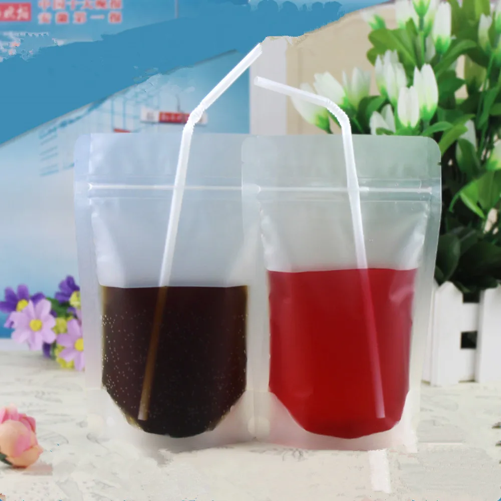 Beverage ziplock Transparent frosted bags Liquid packaging Tea milk