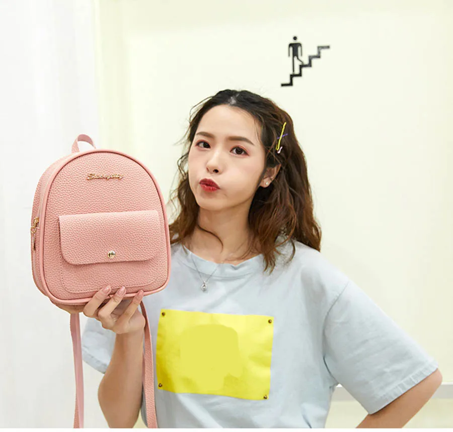 Mara's Dream New Lychee Shoulder Bag Small Fresh Shoulder Bag Solid Color Zipper Buckle Multi-function Small Backpack