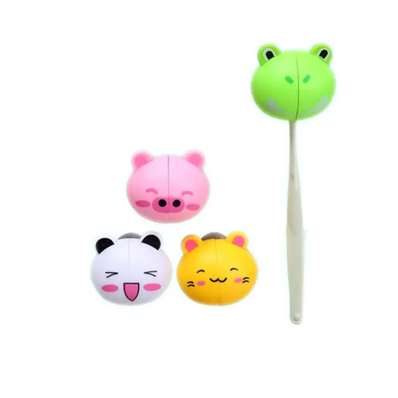 

Kids Cute Cartoon Animal Head Shaped Toothbrush Holder Cover Two Suction Cup Colored Wall Mounted Bathroom Accessories #11