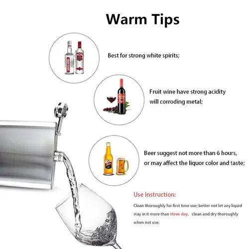 LMETJMA 1 4 5 6 7 8 9 10 oz Stainless Steel Hip Flask with Funnel Pocket Hip Flask Alcohol Whiskey Hip Flask Screw Cap KC0139 - Image 6