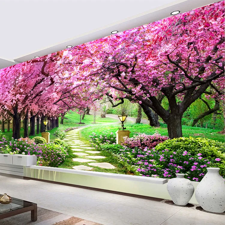Romântico sakura árvores diamante bordado, paisagem, 5d