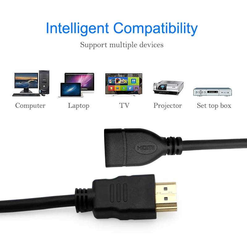 0.3m 0.5m 1m 1.5m 2m 3m HDMI Male to Female Cable Connector Adapter Port 1080P For Projector Displays Monitor HDTV Extension