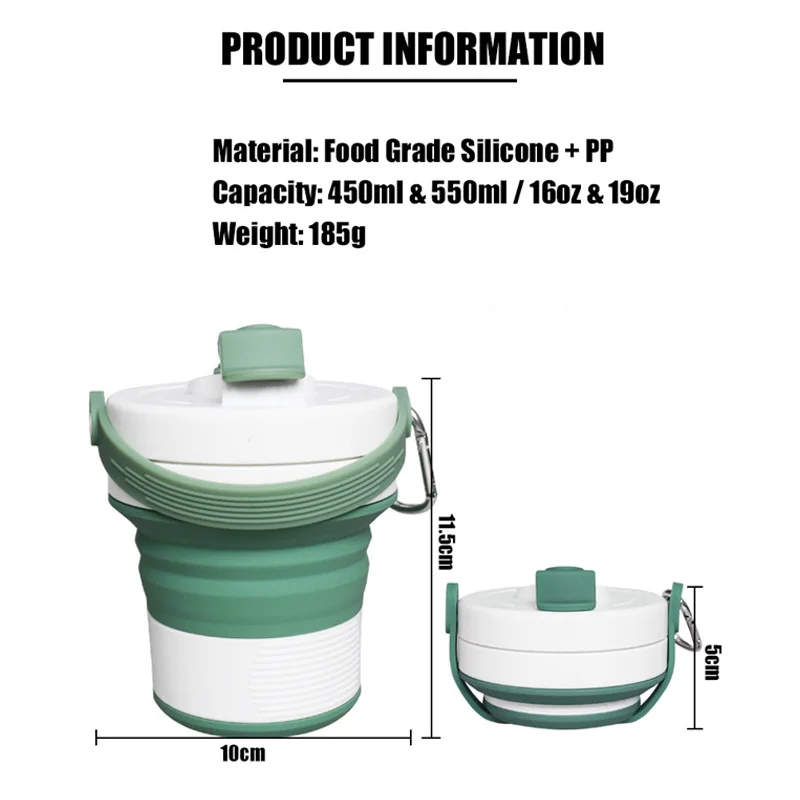 450 мл Пищевая силиконовая кофейная чашка складная телескопическая дорожная чашка для воды Портативная Складная складная бутылка для воды