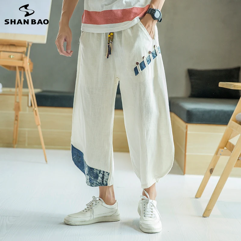 Модные свободные повседневные штаны SHANBAO в японском китайском стиле Новинка лета