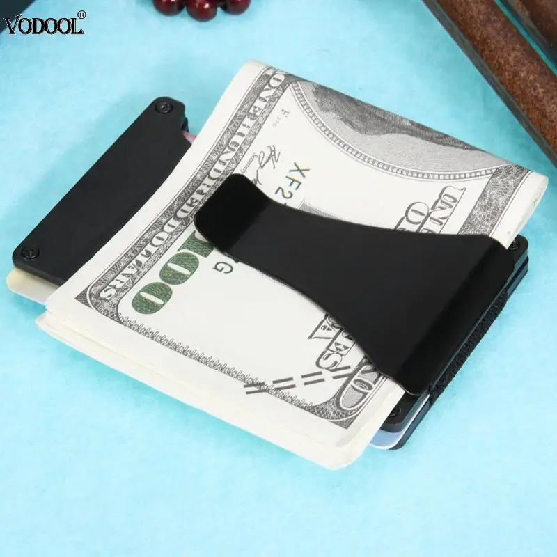 

Aluminum Black Unisex Cash ID Card Case Clip Wallet Banknotes Men Card Holder Wallets Purse for Pocket Metal Note Clips
