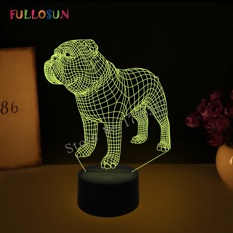 3D визуальная иллюзия Лампа бульдог Пудель Джек Рассел терьер Ротвейлер доберманн светодиодный детский Ночной светильник в виде собаки Настольный светильник