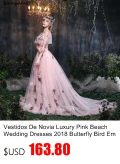 Vestidos De Novia роскошные розовые пляжные свадебные платья бабочка птица вышивка фотография сексуальное свадебное платье реальные фотографии