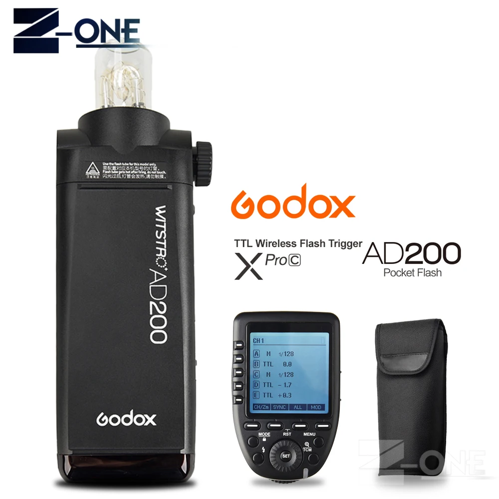Godox AD200 200Ws TTL GN60 HSS Flash Built in 2.4G Wireless +Xpro C